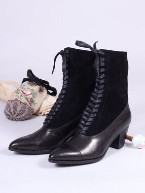 Memery 1900s Edwardian Style Boots - Black - Victoria